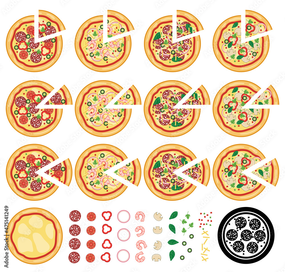 vector collection of italian pizza icons