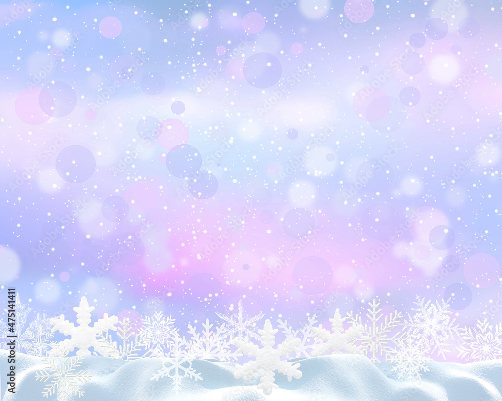 Winter background with snowflakes.Festive New Year and Christmas banner.