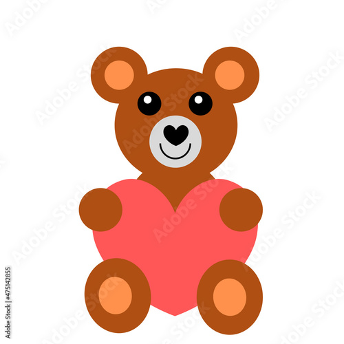  Character teddy bear sits and holds a heart. 