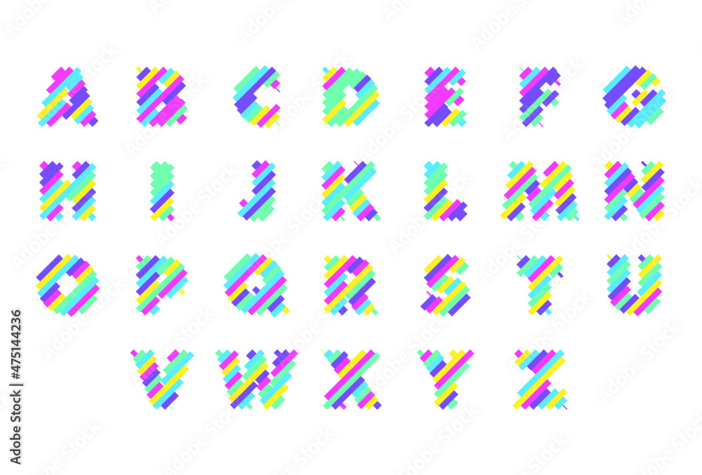 Set of colorful modern Pixel A TO Z Letter logo design template. Creative technology icon symbol element Vector Illustration perfect for your visual identity. Set of colorful modern Pixel A TO Z Letter logo design template. Creative technology icon symbol element Vector Illustration perfect for your visual identity.