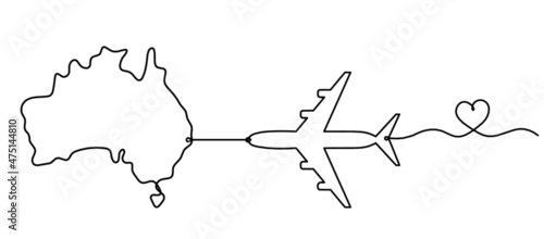 Map of Australia as line drawing on white background. Vector