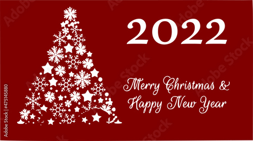 vector greeting card on dark red background  merry christmas and happy new year