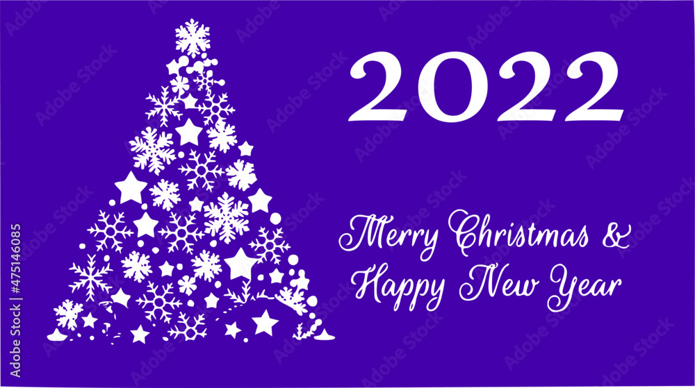 vector greeting card on a purple background, merry christmas and happy new year