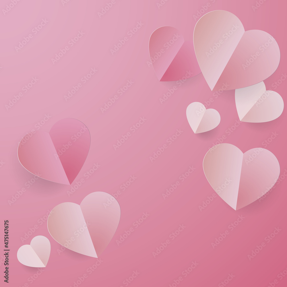 Happy Valentines day - Red hearts background - Love theme illustration paper design