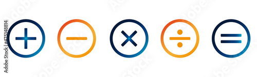 A set of icons with a plus and minus sign. Vector image.