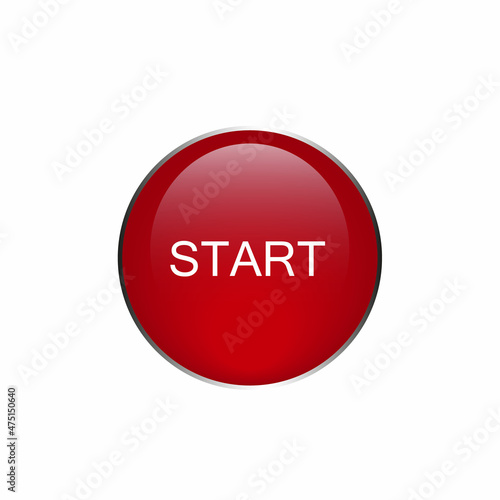 Start red button. Vector blank red glossy badge or web button.Vector illustration