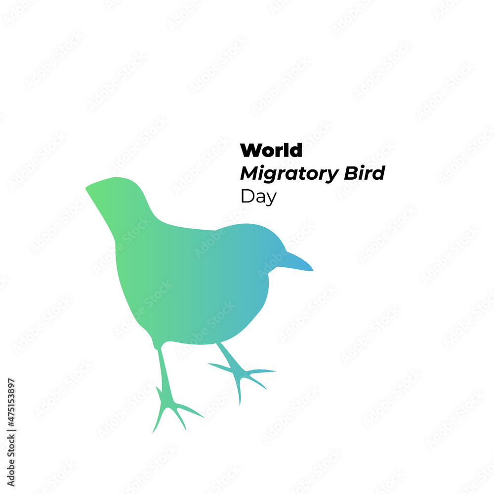 Fototapeta premium World migratory bird day holiday card with bird silhouette and text
