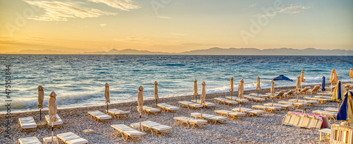 Rhodes beach at sunset, HDR Image photo