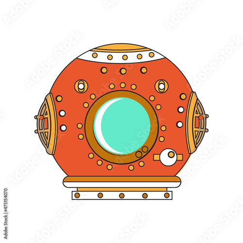 Diving helmet. Stylized vintage look. Vector illustration