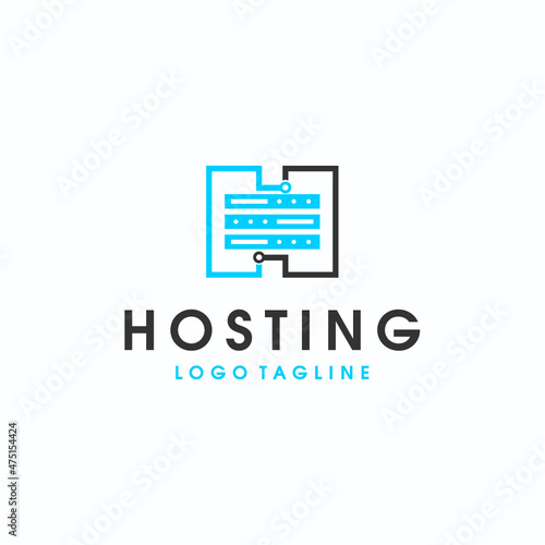 H intials Hosting server cloud data storage logo vector image