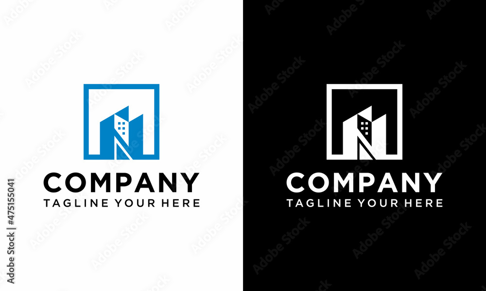 Logo design of N in vector for construction, home, real estate, building, property. Minimal awesome trendy professional logo design template. on a black and white background. Logo design of N in vector for construction, home, real estate, building, property. Minimal awesome trendy professional logo design template. on a black and white background.