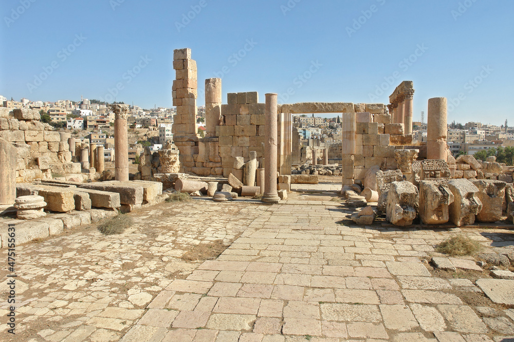 Panorama of  roman city of Jerash, Jordan