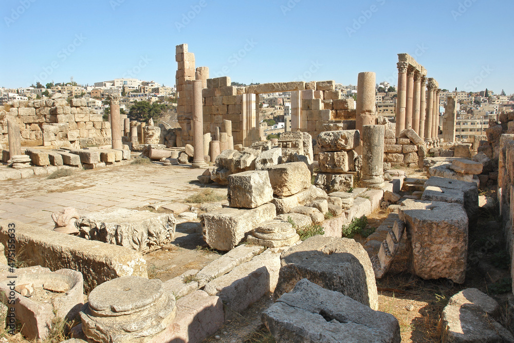 Panorama of  roman city of Jerash, Jordan