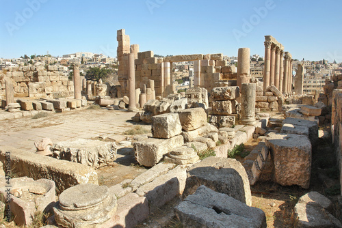 Panorama of roman city of Jerash, Jordan