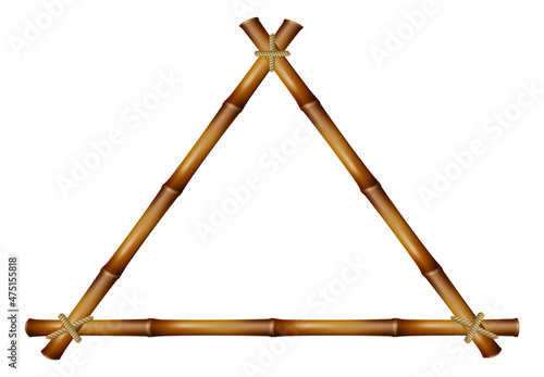 Triangle bamboo frame. Wooden stick decorative border