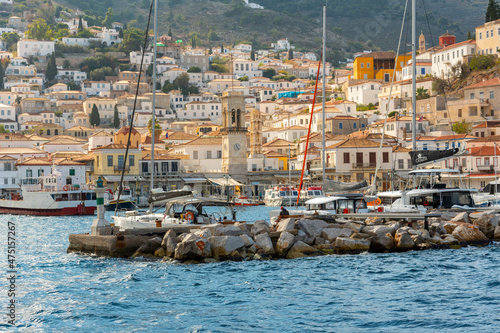 Fototapeta Naklejka Na Ścianę i Meble -  The small harbor and port of the Greek island of Hydra, Greece.