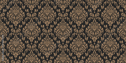 Damask seamless pattern element. Vector floral damask ornament vintage illustration.