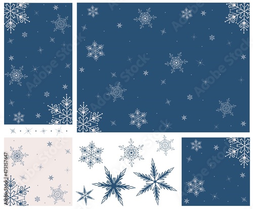 abstract snowflake drawing, blank template for a social network post, christmas card layout, background image, christmas illustration, desktop wallpaper, place for text