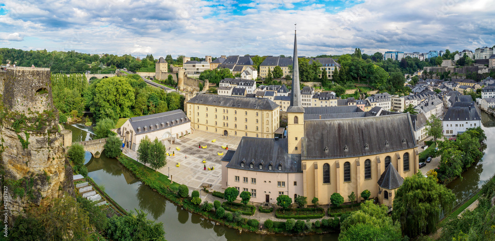 Panorama of Luxemburg (Balcony of Europe, Neumunster Abbey). Luxembourg. Luxembourg.