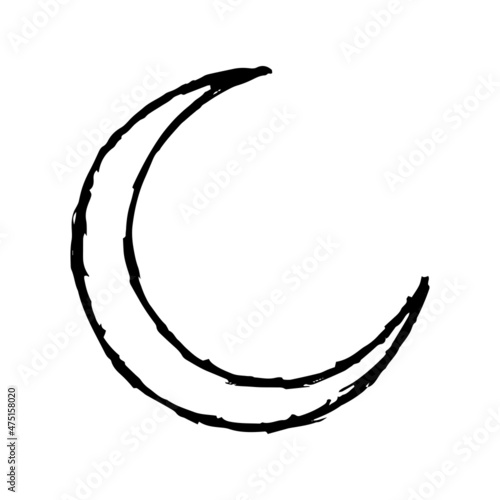 Crescent drawing icon. Hand drawn moon sign. Vector eps sketch isolated night symbol