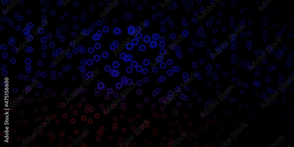Dark blue, red vector background with bubbles.