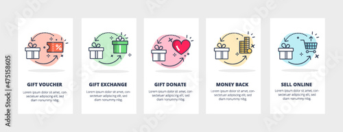 Set of line icon return options for bad gifts.Template for mobile application