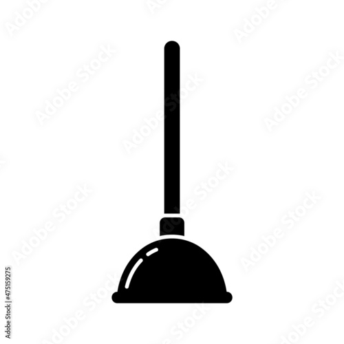 Plunger silhouette icon. Black simple vector. Contour isolated pictogram on white background