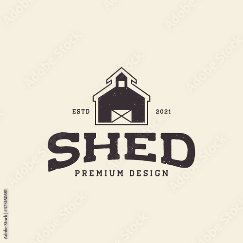 vintage shed farmer logo symbol icon vector graphic design illustration idea creative