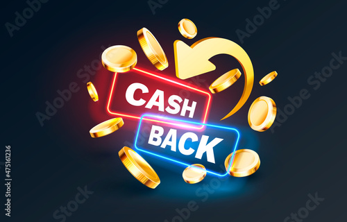 Cash back service, financial payment label. Vector