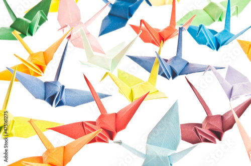 colorful background of origami birs photo