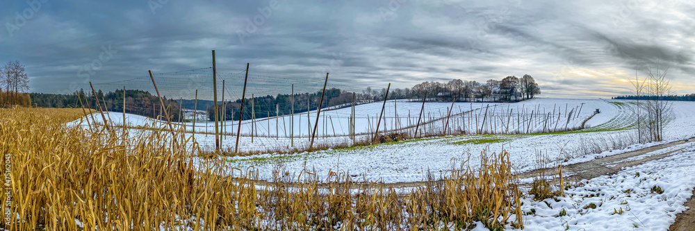 Bavarian Landscape with after hops winter season