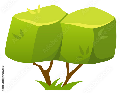 Green hedge, garden bushes. Set vector cartoon shrub, topiary in parks and gardens isolated on white background. Elements for game landscape.