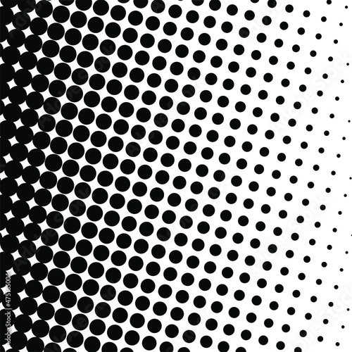 White and black circles, gradient halftone background. Vector illustration.