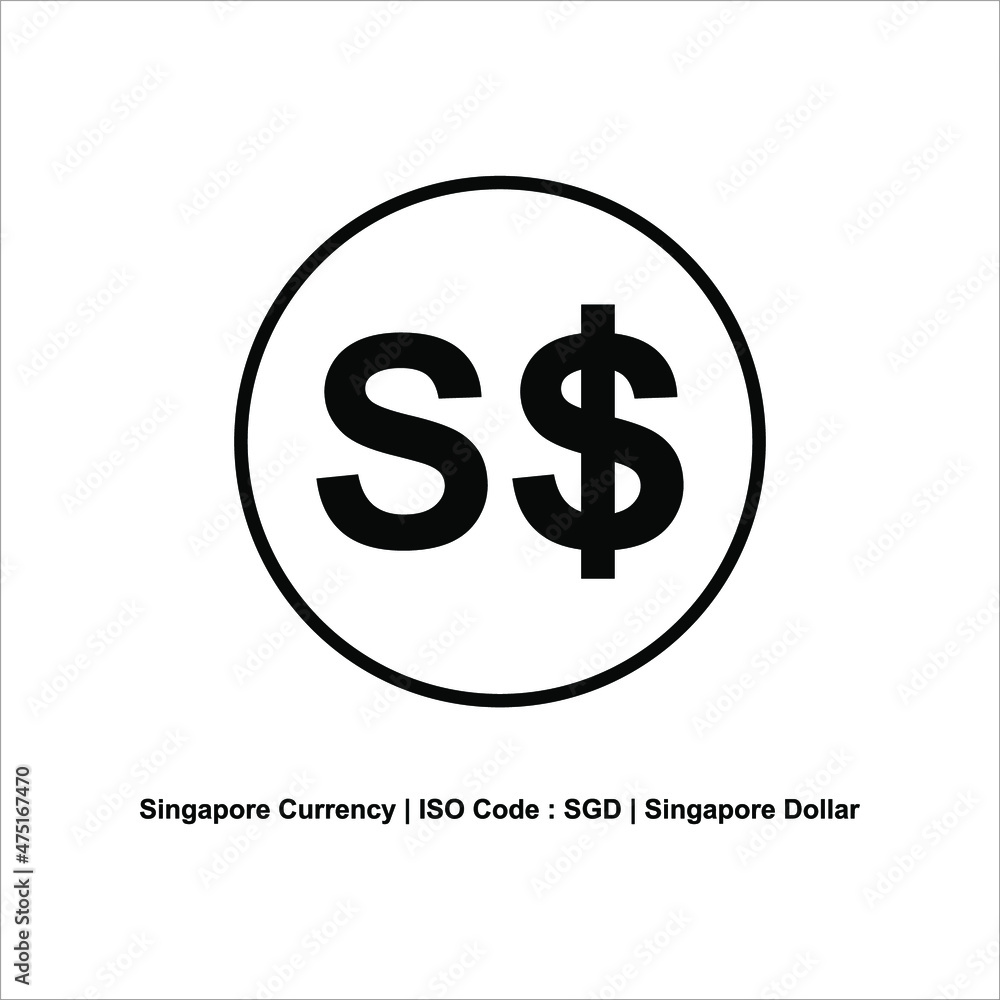 Singapore Currency Icon Symbol With Iso Code. Vector Illustration Singapore Currency Icon Symbol With Iso Code. Vector Illustration