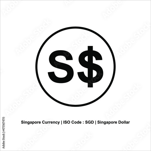 Singapore Currency Icon Symbol With Iso Code. Vector Illustration photo