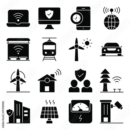 Pack of Smart Devices Solid Icons 

