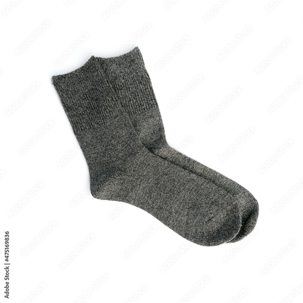 pair of gray woolen mens socks isolated on white pair of gray woolen mens socks isolated on white