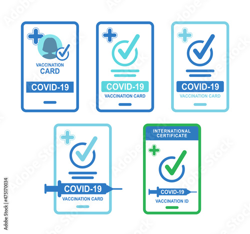 Immunity digital document from coronavirus. Vaccine passport icon.