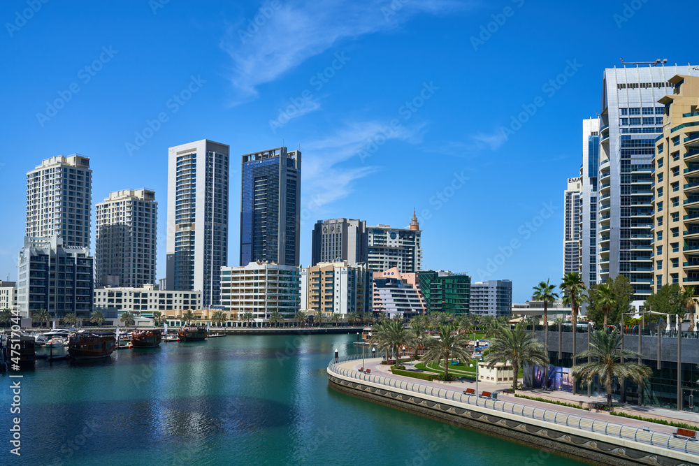 architecture of the big city of Dubai in the United Arab Emirates
