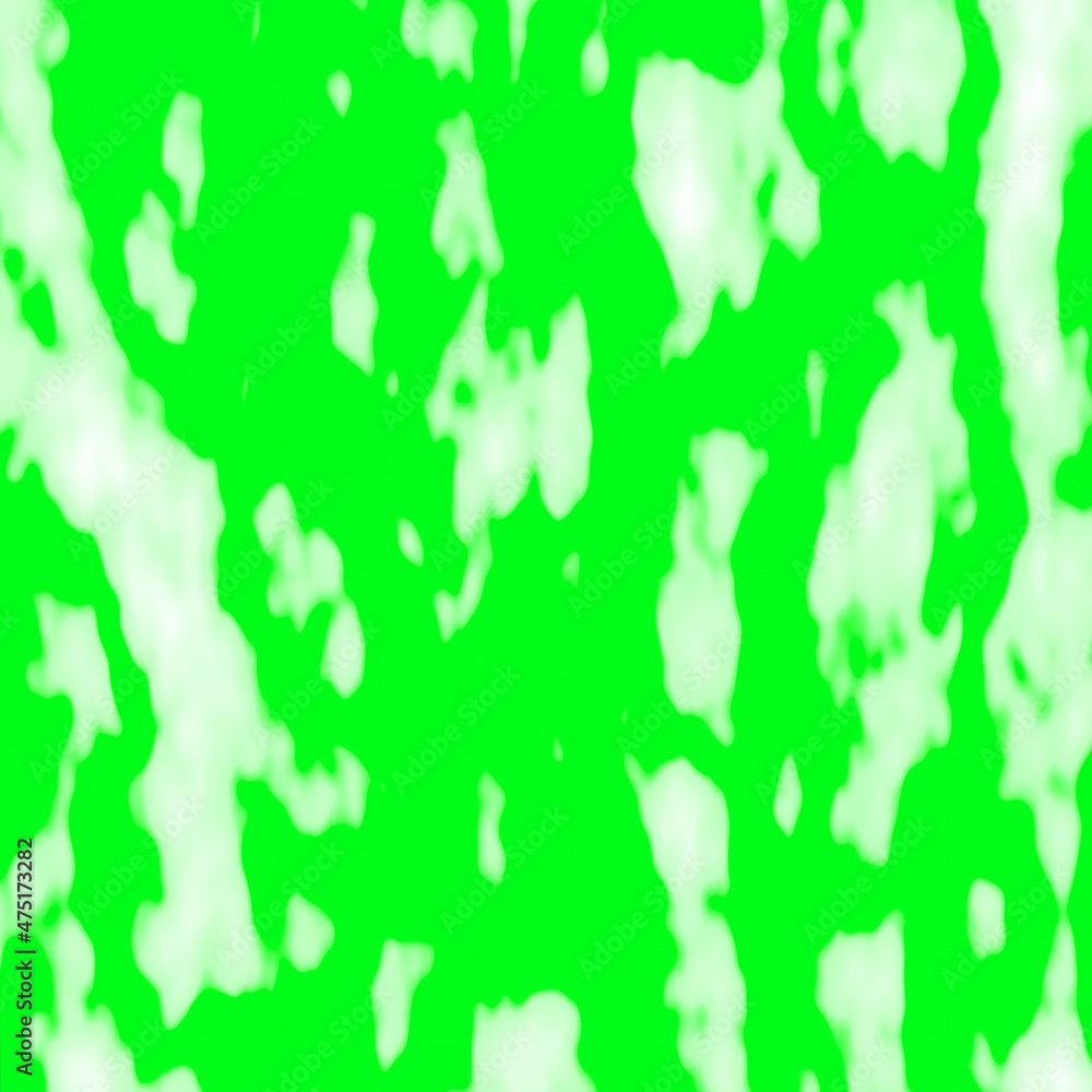 A green, mottled abstraction with texture. Spots of green paint on a white background.