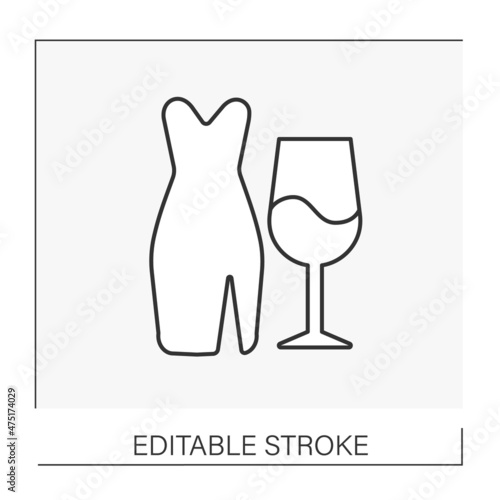  Hen party line icon. Celebration anticipation of wedding. Bridal shower. Party concept. Isolated vector illustration. Editable stroke