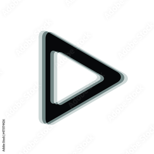 Glitch distorted geometric shape . Blurred triangle .Minimal art design . Noise destroyed play logo . Trendy defect error shapes . Glitched frame .Broken effect .vector 