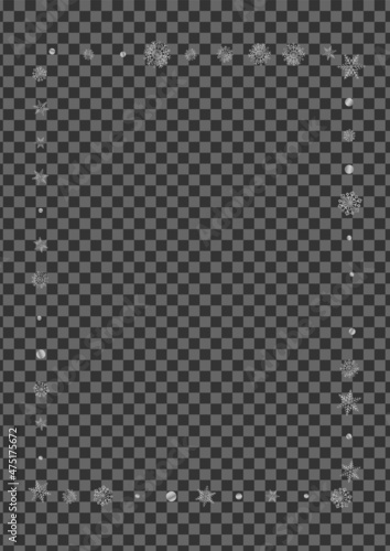 Grey Snowflake Background Transparent Vector. Confetti Drawn Illustration. Metal Flake Subtle. Silver Fall Texture.