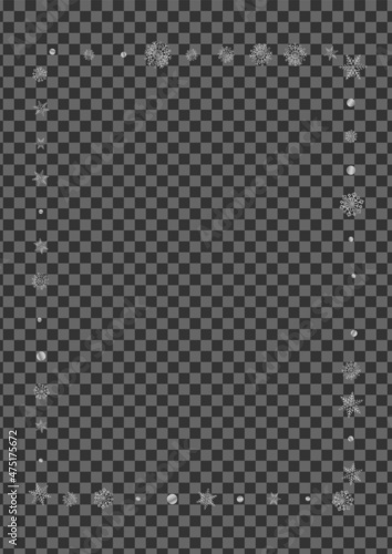 Grey Snowflake Background Transparent Vector. Confetti Drawn Illustration. Metal Flake Subtle. Silver Fall Texture.