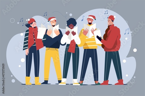 choir people singing christmas carol vector design illustration