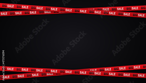 Black friday sale banners. Warning tapes, ribbons on black background. Template for brochure, poster or flyer. Vector illustration.