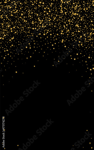 Golden Sequin Background Black Vector. Spark Particle Frame. Yellow Glittery. Fame Template. Shiny Confetti Reflection.