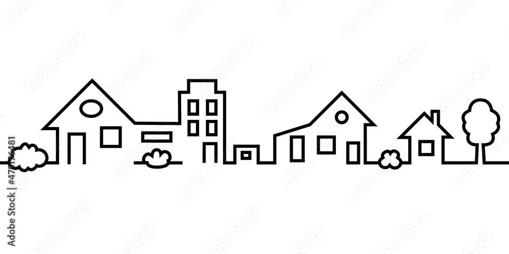 City landscape in a linear style. Panorama of the city. Vector illustration City landscape in a linear style. Panorama of the city. Vector illustration