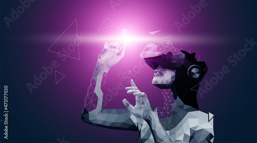 ragazza, visore, realtà virtuale, realtà aumentata