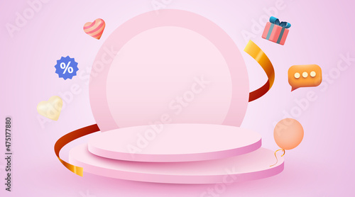 Colorful discount sale podium. Special offer composition.
